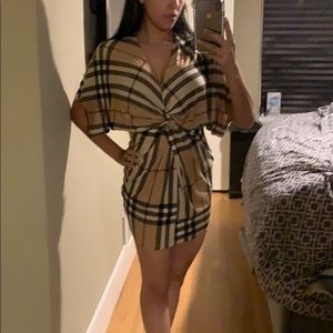 Plaid print stretchy dress